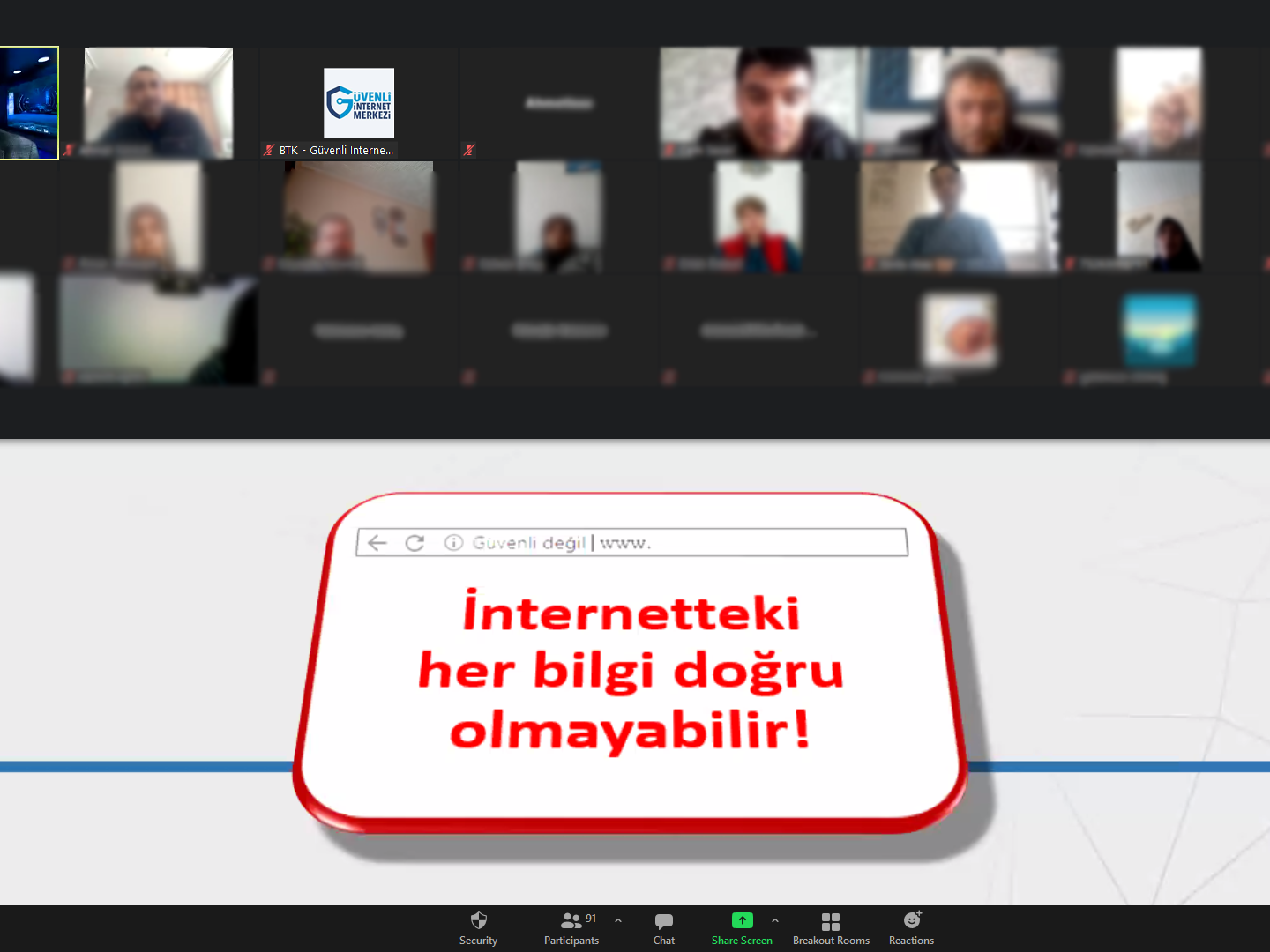 Konya Çumra Merkez Atatürk Ortaokulu Velilerine Yönelik Online Eğitim